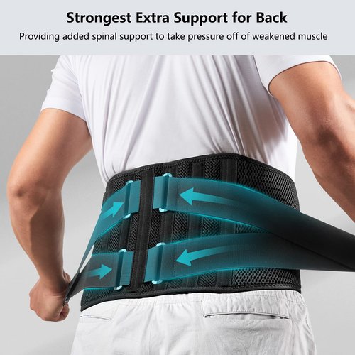 FREETOO Air Mesh Back Brace for Men Women Lower Back Pain Relief with 7 Stays, Anti-skid, Adjustable Lumbar Support Belt for Work for Sciatica Scoliosis (M(waist:36''-44''), Black)