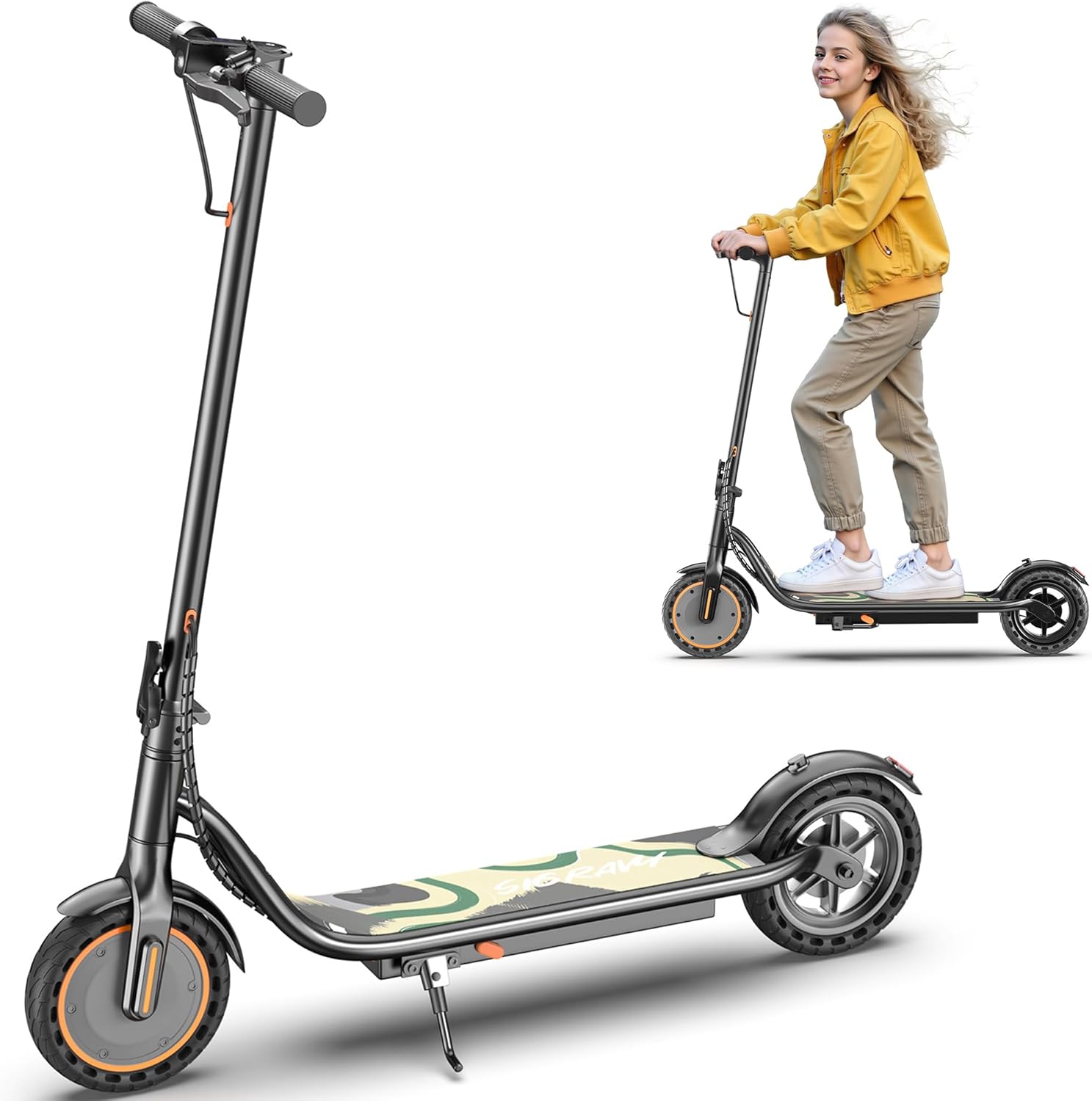 Sigravy Electric Scooter for Adults - Foldable Commuter E-Scooter with 500W Motor, 19 MPH, 21 Miles Range, Dual Suspension