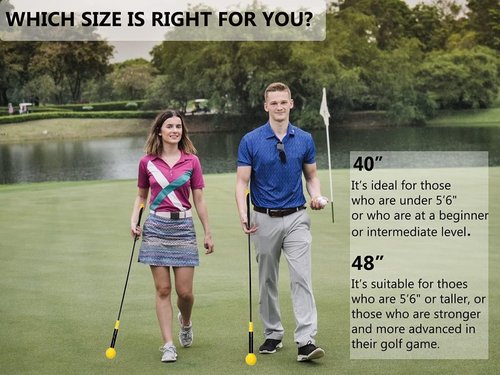 Greatlizard Golf Swing Trainer Aid 48"/40" Warm-Up Stick for Strength Flexibility Tempo Training Golf Practice Aid with Weighted Head Swing Corrector for Men Women