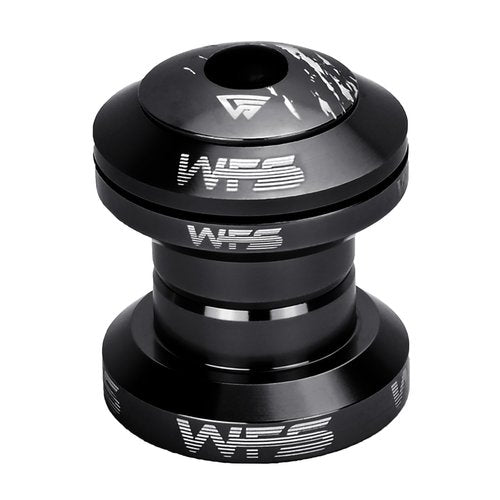 WFS NV.28 1 Inch Threadless Bike Headset - CNC Alloy, ISO 26.4mm Crown Race, Sealed Bearings, Includes Top Cap and Starnut, Black