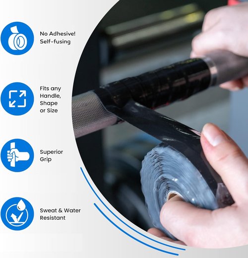 Core Prodigy Fusion Grip Tape - Durable Silicone Rubber Wrap for Gym Equipment & Tools