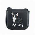 Black French Bulldog PU Leather Golf Club Square Mallet Putter Covers Protector