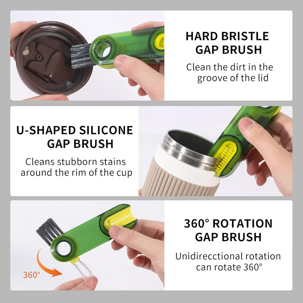 Skiennix 3-in-1 Cup Lid Cleaning Brush Set - Multifunctional Insulation Bottle & Silicone Holder Cleaner