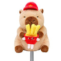 Capybara with Hat and French Fries Doll Golf Club Head Cover, Small Size Fits Hybird and Irons, Large Size Fits Standard 460cc Driver Head, Golf Driver Headcover Funny Plush Animals