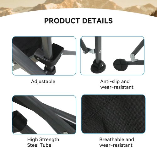 Portable Camping Chairs- Lightweight,Outdoor Chair with Side Pockets & Cup Holder,Heavy Duty Support 500 LBS Oversized Foldable Camping Chair for Adults,Fishing,Hiking,Picnic,Beach Patio,Sport
