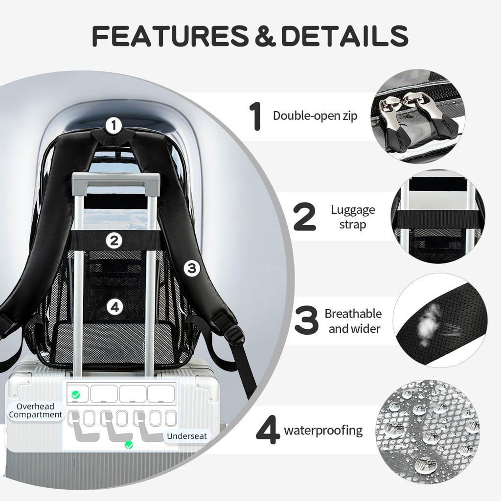 Cusangel TPU Clear backpack for Girls women,18" See Through Heavy Duty Bookbag,warehouses, school and other security check locations (Black)