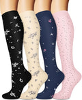 Sooverki Compression Socks for Women and Men Circulation (4 Pairs) - Best for Nursing,Running,Travel Knee High Socks