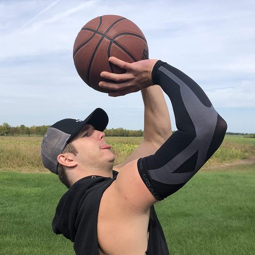 B-Driven Sports Compression Arm Sleeve for Men & Women - Medical Grade 20-30mmHg, Bicep, Forearm, Elbow Support, Lymphedema, Baseball, Basketball, Tennis, Work, Weightlifting - Black Small 1pc