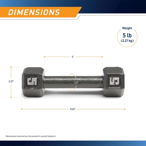 Marcy Cast Iron Hex Dumbbells - Durable Weight Options from 3-lb to 100-lb | Sold Individually