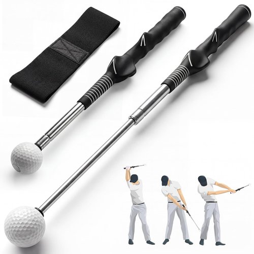 chufa Retractable Golf Swing Trainer, Telescopic Practice Club with Click Feedback, Right-Handed Ergonomic Grip & Arm Band, Grip/Posture Correction, Portable Indoor/Outdoor Tempo & Swing Path Aid