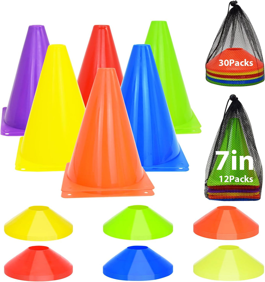 Soccer Cones Set by [Brand Name] - 84/42 Pcs Training Cones with Carry Bag | Durable Plastic for Drills