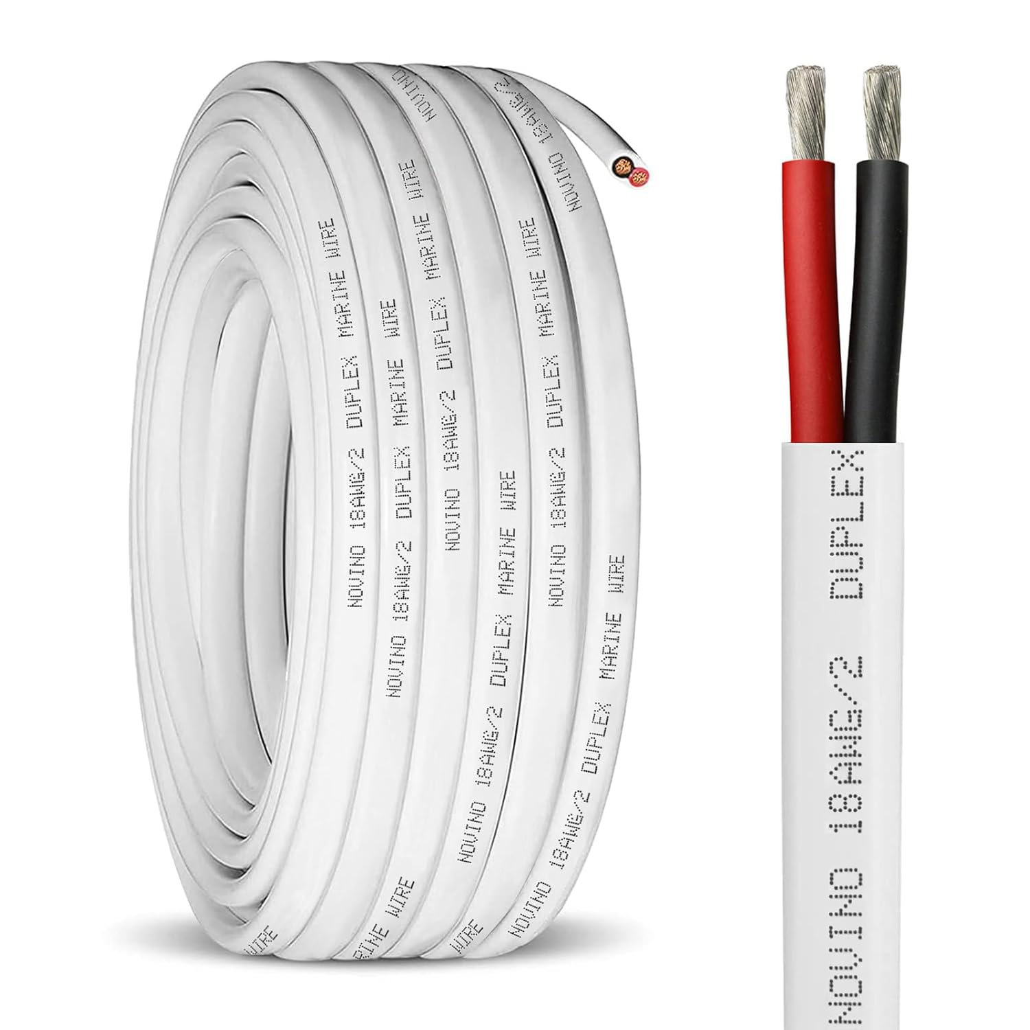 18 Gauge Marine Wire - Tinned Copper Heavy-Duty 100ft Duplex Cable for Boats, RVs & Trailers