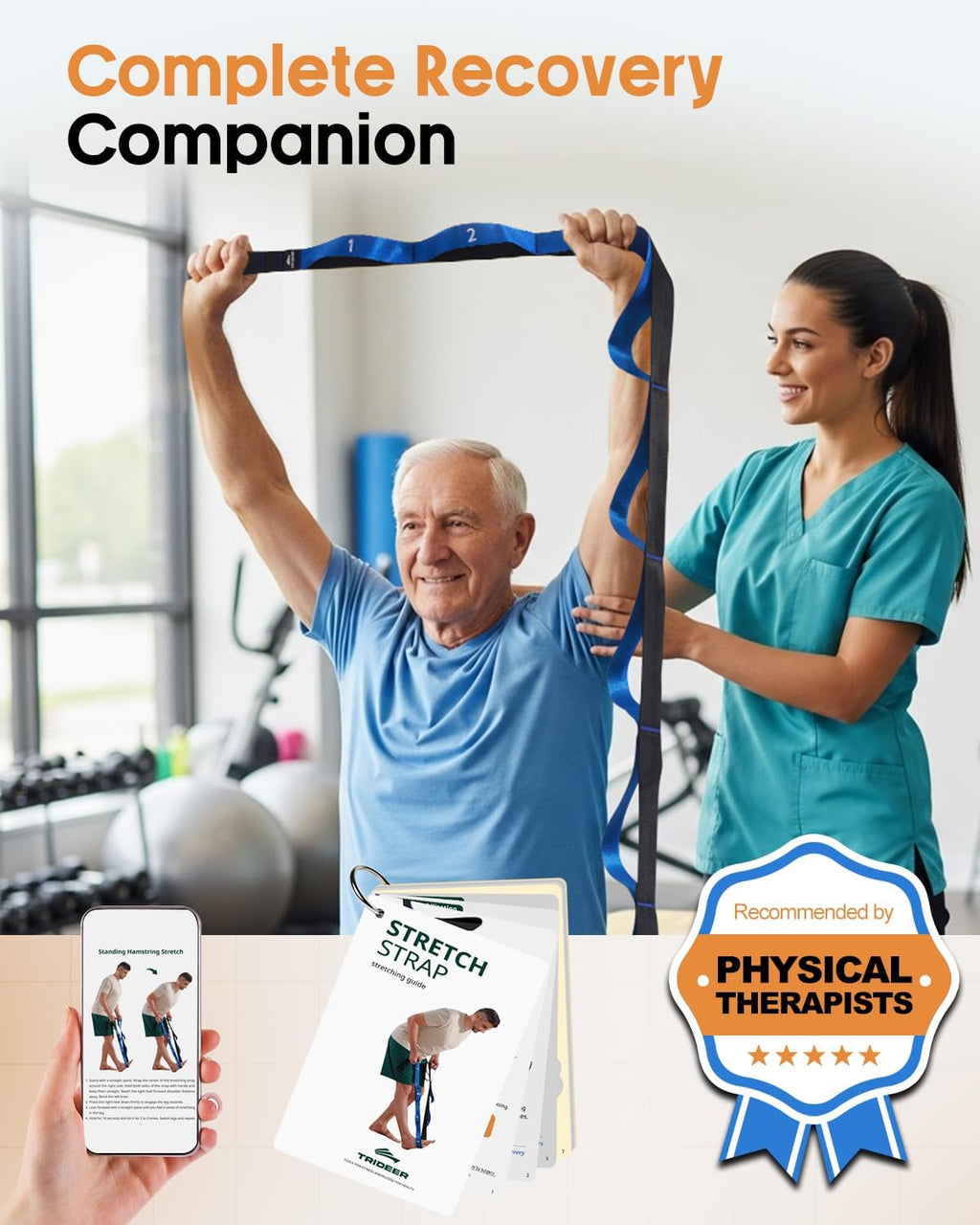 Trideer Yoga Straps - Durable Non-Elastic Stretching Straps with Loops for Flexibility & Therapy