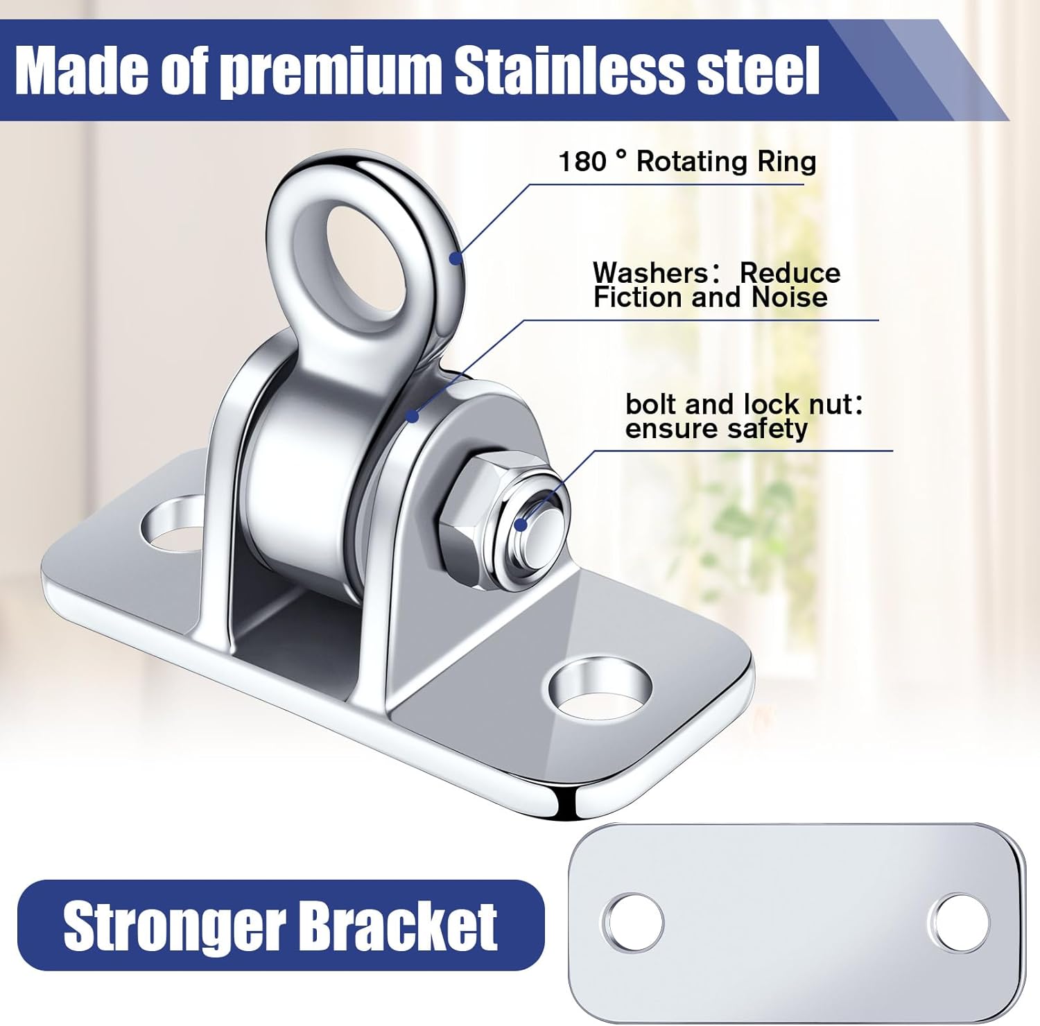 Tandefio Swing Hangers - Heavy-Duty 1800 lb Capacity for Indoor/Outdoor Use | Stainless Steel Finish