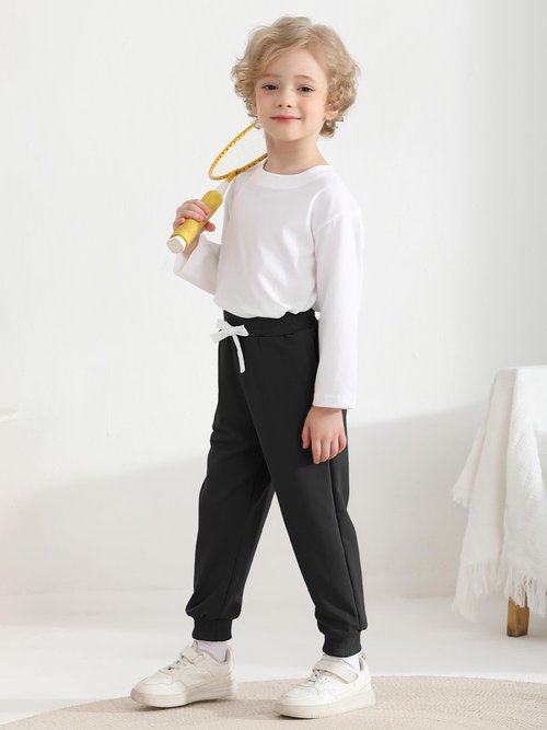 Resinta 4 Pack Toddler Boys Sweatpants Kids Pull On Casual Pants Athletic Joggers with Drawstring Pockets for Boys