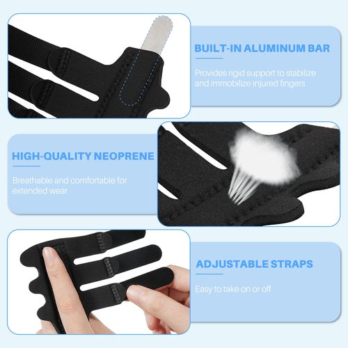 Sopito Finger Splint Ice Pack for Pain Relief, Straightening Arthritis, Knuckle Immobilization, Reusable Index, Middle, Ring Finger Brace