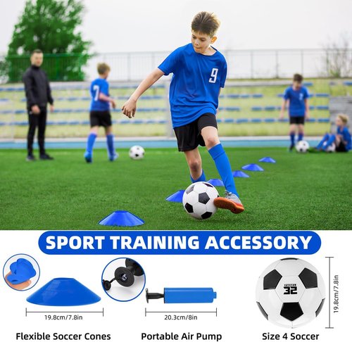 HAFHAF Portable Soccer Goals - 4x3 ft Kid-Friendly Set with Ball, Ladder & Cones for Outdoor Fun