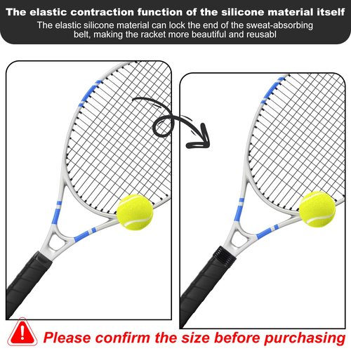 10 PCS Black Tennis Racket Handle Rubber Ring, Tennis Racket Silicone Racquet Grip Ring Racket Grip Bands Rubber Ring, Absorbent Overgrip in Place for Badminton Squash Baseball Racquetball Bat Handle