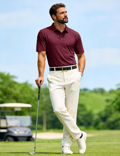 MAGCOMSEN Men's Polo Shirts - Short Sleeve Dry Fit Performance Golf Shirt | Casual Collared Design