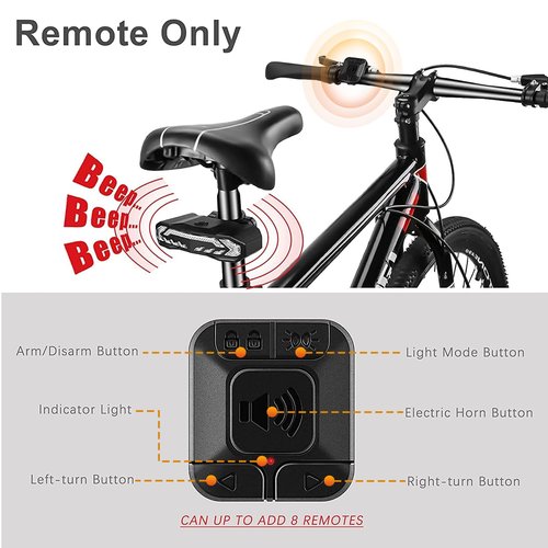 WSDCAM Remote for Smart Bike Tail Light Turn Signals Alarm