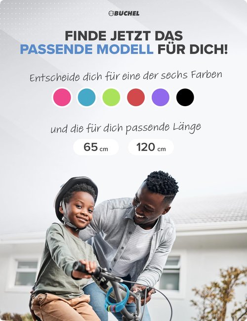 Büchel Bike Locks Cable for Kids - Colorful & Keyless - Secure Your Child's Bike - Easy-to-Use Bicycle Accessory, High Security 5 Digit Resettable Combination Coiling Bicycle Lock, Anti Theft