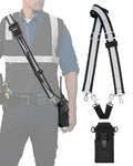Juecstr Radio Holster Set, Includes Adjustable Wide Reflective Radio Strap, Metal Clips and Moveable Mic Holder. Anti-Sway Strap for Medical Calls, Warehouse, Construction
