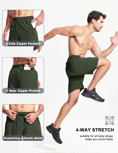 MAGCOMSEN Men's Quick-Dry Workout Shorts - Lightweight Athletic Hiking Shorts with 3 Pockets | Summer Casual Wear