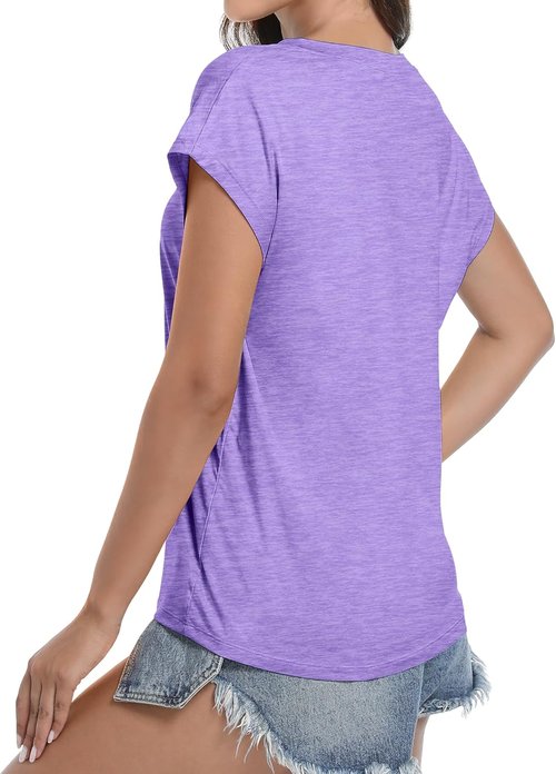 HovSiyla Women's V-Neck T-Shirts - 5 Pack Casual Short Sleeve Summer Tops | Soft & Breathable Workout Wear