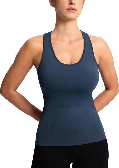 MathCat Racerback Workout Tank Tops for Women - Seamless Padded Yoga & Running Camisole with Built-In Bra