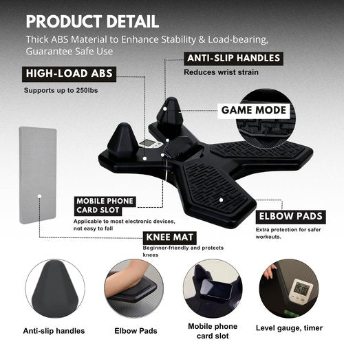 Plank Board,Wobble Balance Board for Core Workout,Push Up Board With Smart Phone Holder,Gym Accessories for Men & Women (Black)