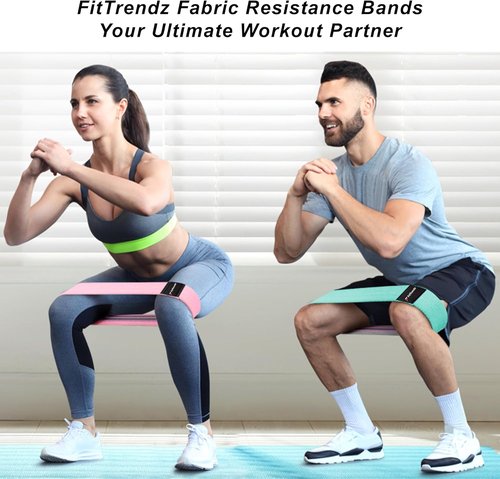 FitTrendz Resistance Bands - Non-Slip Elastic Fabric for Legs & Butt | 3 Levels Loop Workout Set for Women