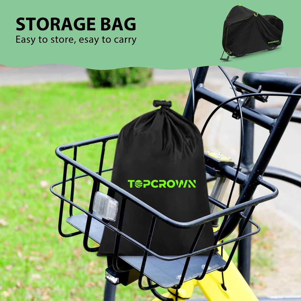 Topcrown Waterproof Bike Cover - Outdoor Storage for 2 Bikes | UV, Rain & Dust Protection, XXL Black & Green