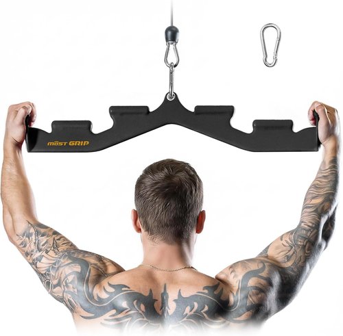 **Skiennix LAT Pull Down Bar - 6 Ergonomic Handles for Neutral Grip | Versatile Pulldown Attachment for Home Gym**