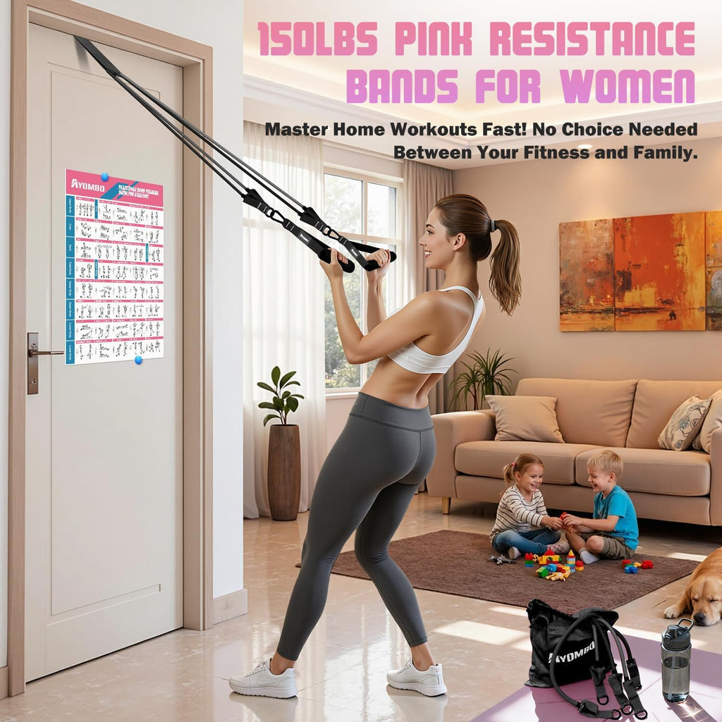 Skiennix Resistance Bands - 5 Level Workout Set with Handles for Women | Ideal for Yoga, Pilates & Home Gym Fitness