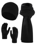 AWAYTR Women Winter Beanie Hat Scarf Gloves Set, 3Pcs Warm Knitted Hat Touchscreen Gloves Long Scarf for Cold Weather (Black)