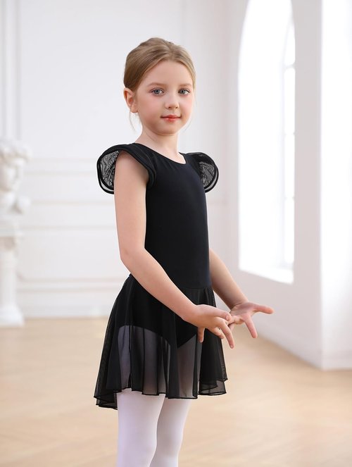 MdnMd Ballet Leotards for Girls - Toddler Dance Tutu Dress with Flutter Sleeves | Stylish Ballerina Outfit
