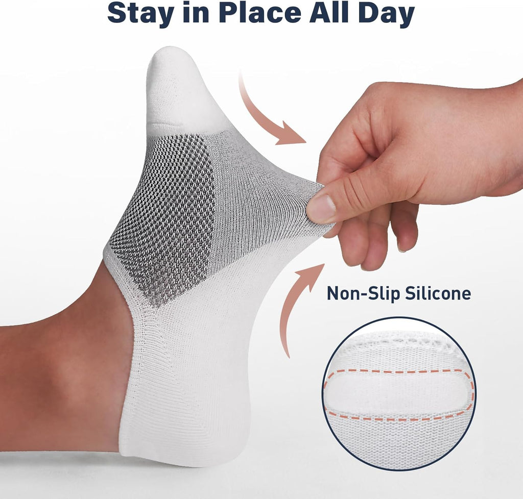 SIXDAYSOX No Show Socks for Men - 6/8 Pack of Invisible Low Cut Non-Slip Socks | Size 5-11/10-13