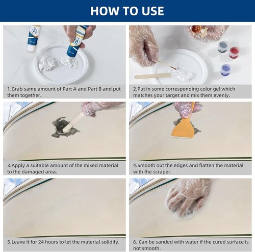 FENFANDAS Marine Fiberglass Repair Kit - Fix Holes, Chips & Cracks | Color Match Epoxy Filler