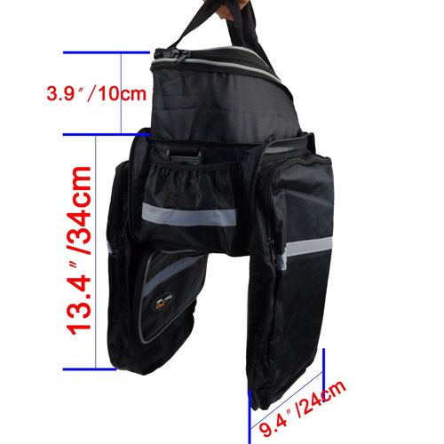 Disconano Waterproof Multi Function Excursion Cycling Bicycle Bike Rear Seat Trunk Bag Carrying Luggage Package Rack Pannier with Rainproof Cover (Black)