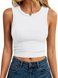 ANRABESS Women's High Neck Crop Tank Top - Sleeveless Ribbed Knit Slim Fit Shirt for Summer Workout