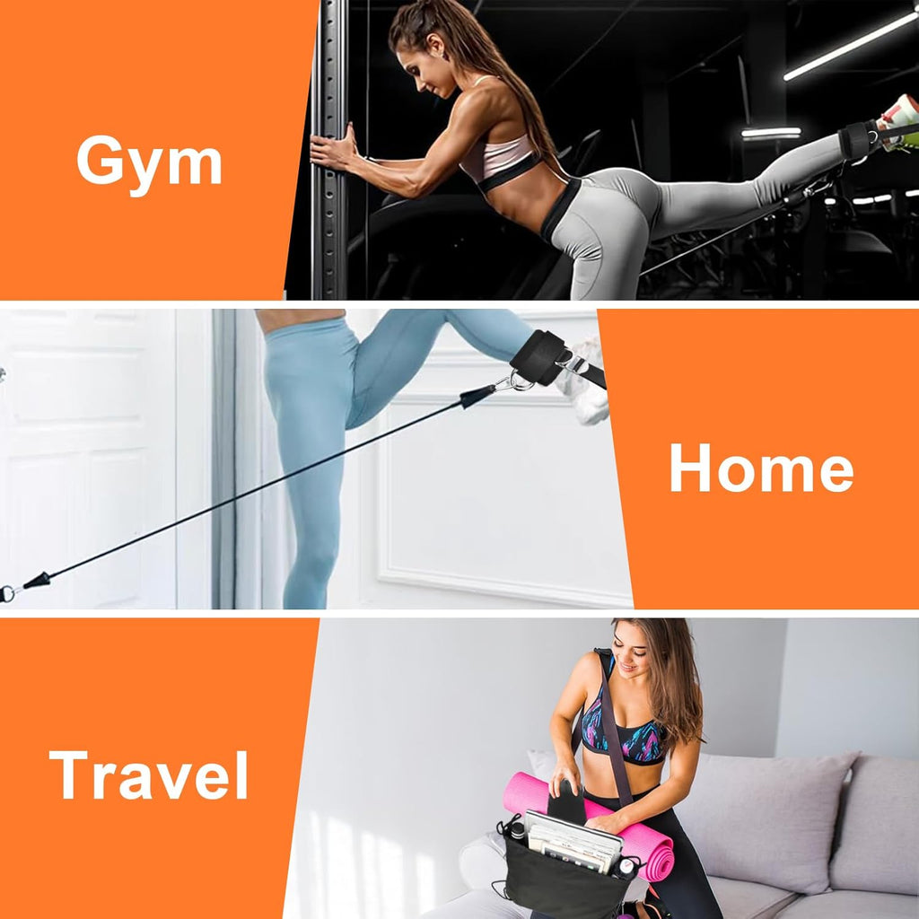 Skiennix Ankle Straps for Cable Machine - Comfortable Padded Neoprene, Adjustable Cuffs for Glute Kickbacks & Leg Extensions