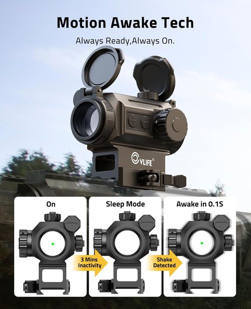 CVLIFE Red/Green Dot Sight - Auto-Brightness Multi-Reticle Scope with Quick Detach | 6 MOA Dot & 43 MOA Circle, IPX7 Waterproof