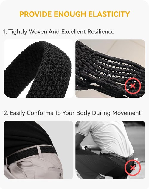 CHAOREN Men's Braided Stretch Golf Belt - Perfect Fit for Casual Shorts, Jeans & Golf Pants