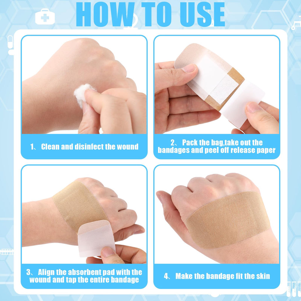 Sinmoe 200 Pcs Large Bandages Bulk Big Flexible Adhesive Wound Care Fabric Bandages for Care and Protect Wounds, 2 x 4 Inch