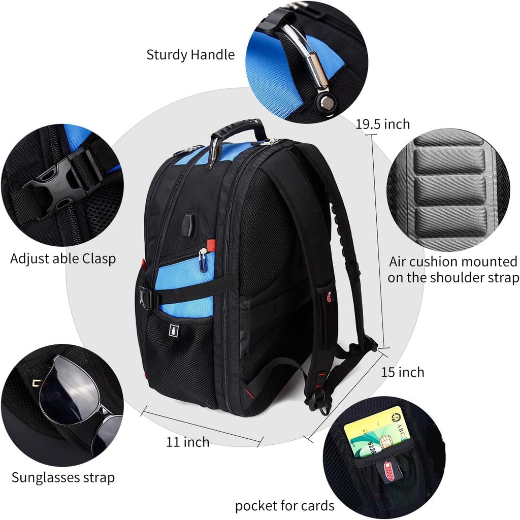 SHRRADOO Extra Large 50L Travel Laptop Backpack - Airline Approved, Fits 17-Inch Laptops for Men & Women