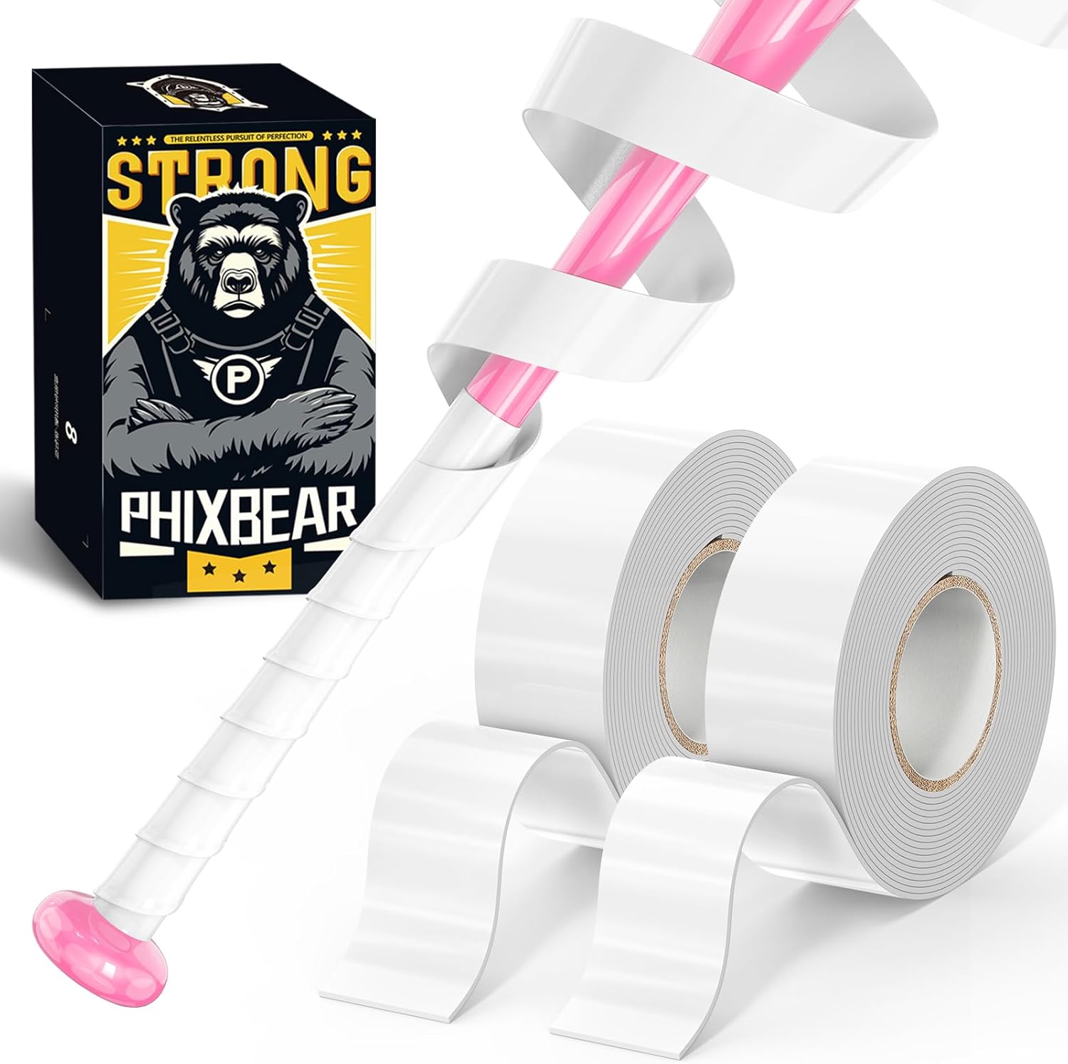 PHIXBEAR Baseball Bat Grip Tape - 1.1mm Self-Fusing Silicone for Enhanced Traction & Shock Absorption