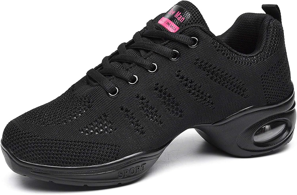 Skiennix Women's Jazz Shoes - Breathable Lace-Up Sneakers with Air Cushion | Split Sole Dance Platform