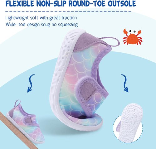 LeIsfIt Toddler Water Shoes - Breathable Quick-Dry Aqua Socks for Beach & Pool | Kids Swim Shoes