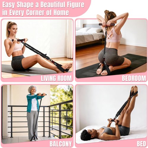 KUZARO Multifunction Resistance Bands - Adjustable 3-Tube Handle for Core, Arm & Leg Workouts