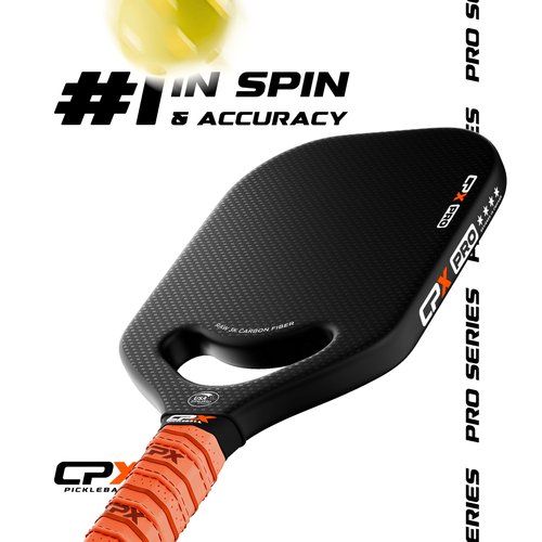 CPX Pro Carbon Fiber Pickleball Paddle - Professional Grade, Matte Finish, Honeycomb Core, Tennis Style Grip - Edgeless Paddle Designed in Chicago, USA (Black, Pro)